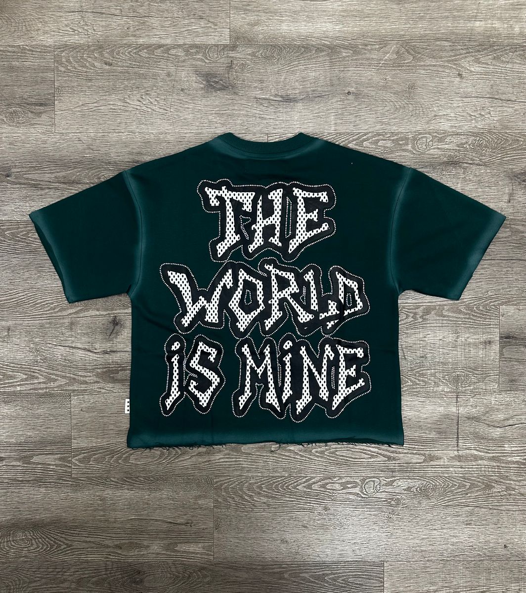 Bkys The World Is Mine Drak Green Cropped T-Shirt