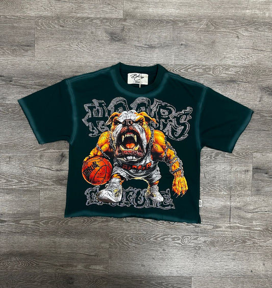 Bkys The World Is Mine Drak Green Cropped T-Shirt