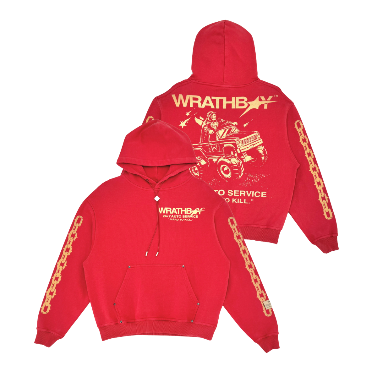 Wrathboy Auto Service Hoodie Burgundy