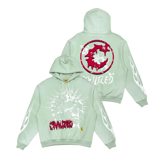 Civilized Skull Washed Mint Hoodie