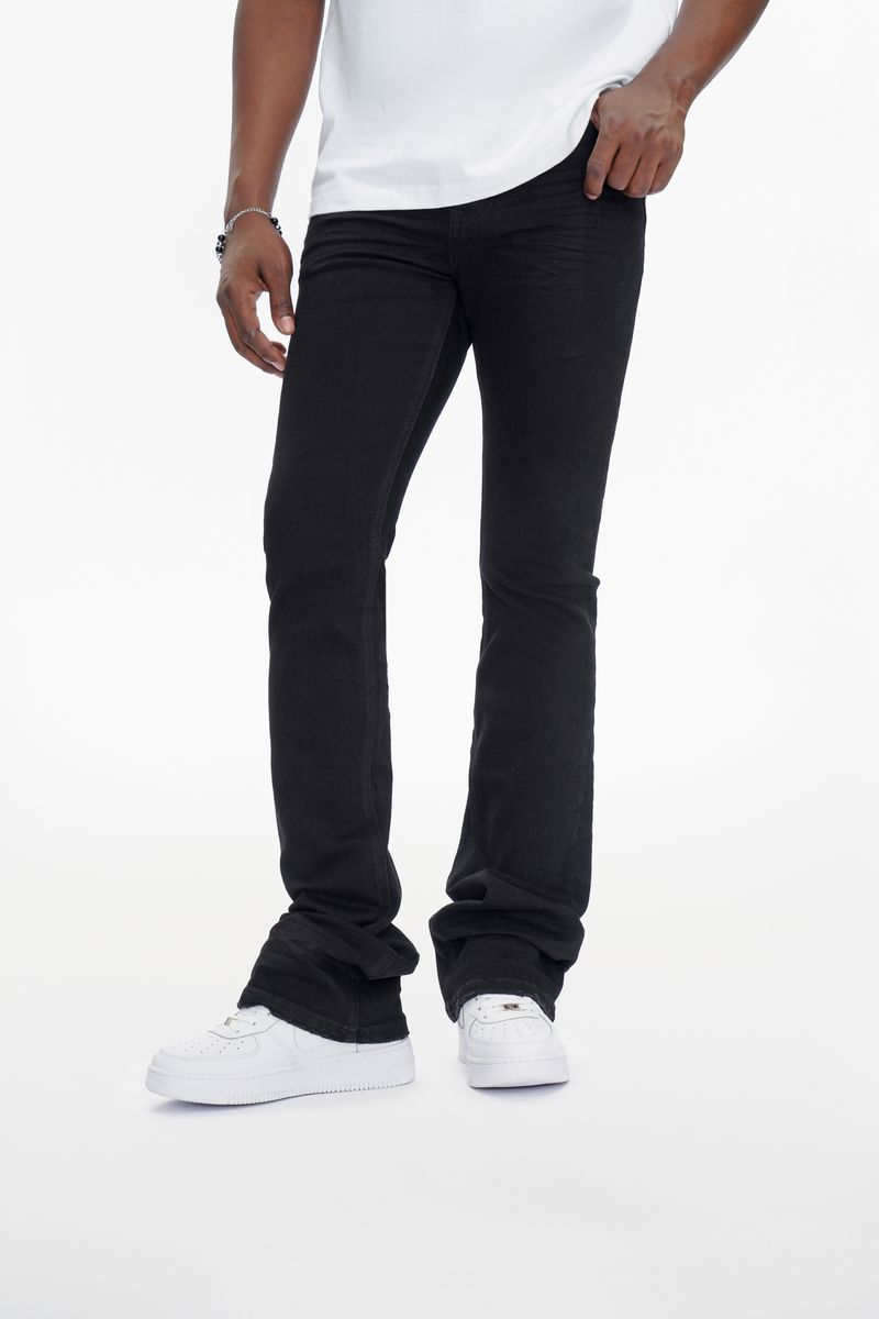 Anom Denim "Diminator" Black Stacked Flare Jeans