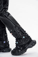 Valabasas Ion Black Leather Flare Stacked " Kids "