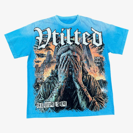 Vtilted "Tears " Blue Wash T-Shirt
