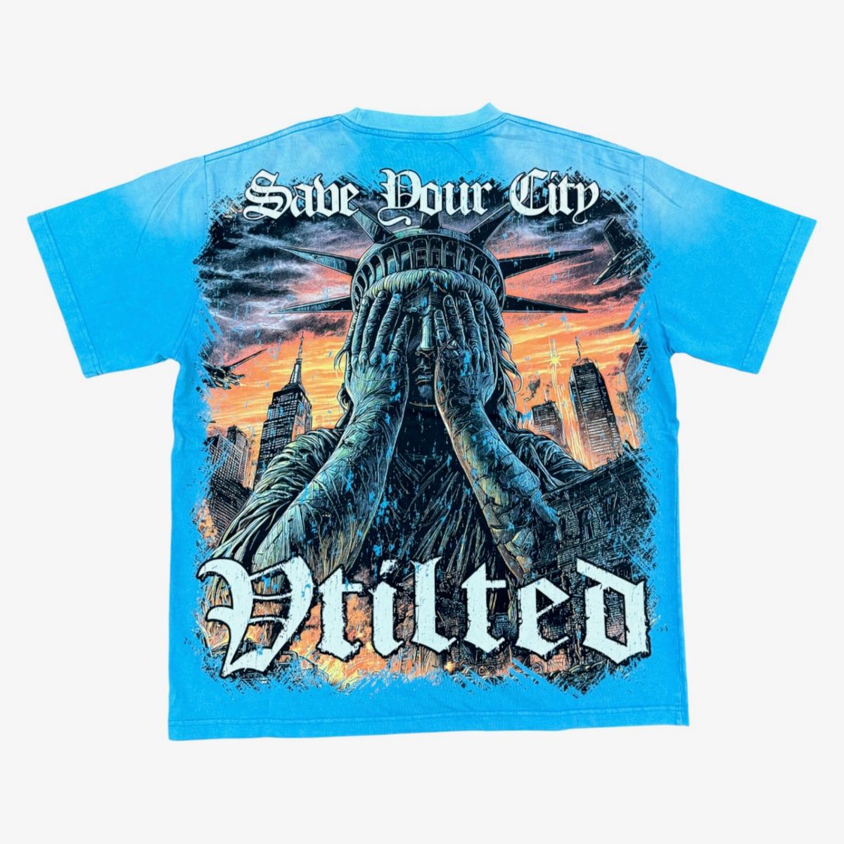 Vtilted "Tears " Blue Wash T-Shirt