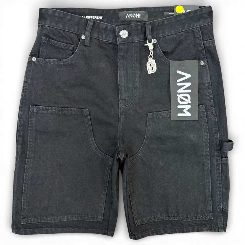 Anom Builder Jet Black Jeans Shorts