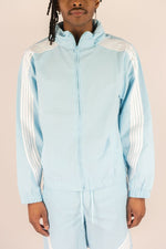 Rebel Minds Light Blue / White Stripe Nylon Windbreaker Jacket