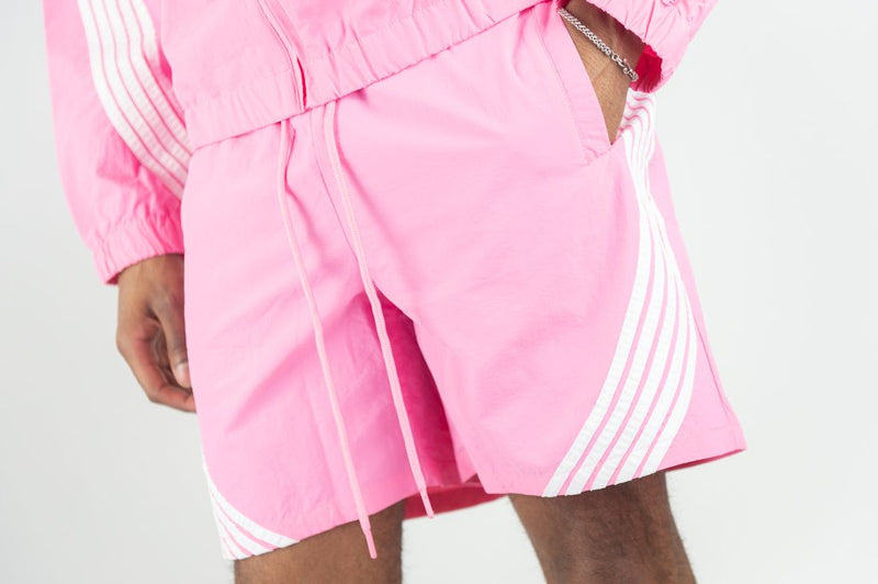 Rebel Minds Pink / White Stripe Nylon Shorts