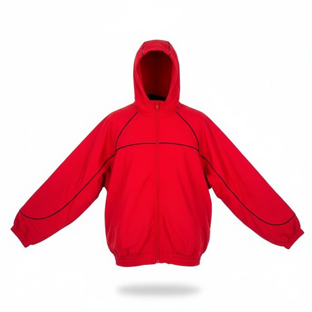 Rebel Minds Crinkle Piping Red Nylon Windbreaker Jacket
