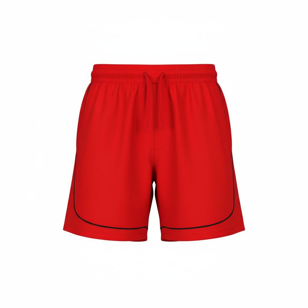 Rebel Minds Crinkle Piping Red  Nylon Shorts
