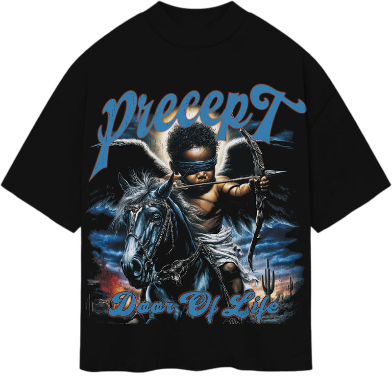Precept Warior Cupido Printing & Rhinestone Black T-Shirt