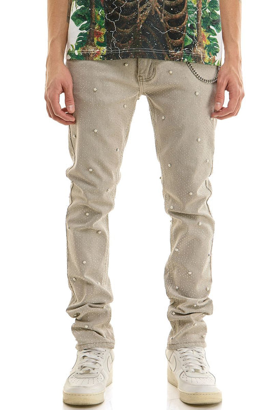 Kdnk Any Season Pearl Rhinestone Skinny Grey Jeans
