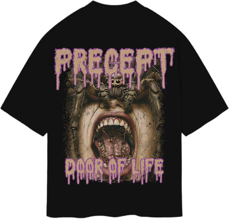 Precept Warior Tarantula  Printing & Rhinestone Black T-Shirt