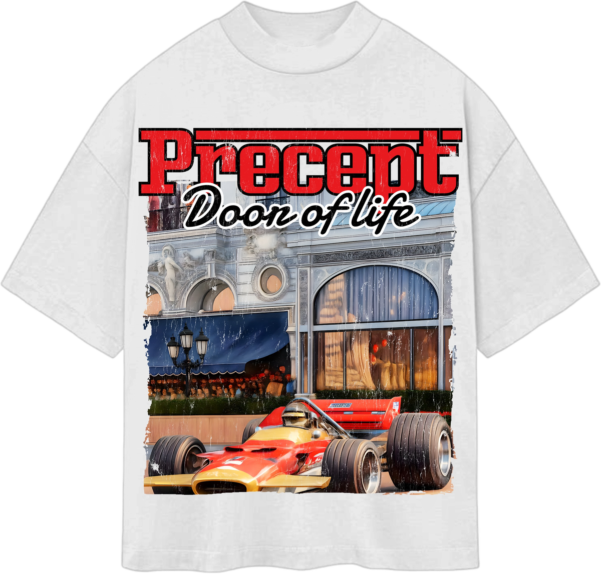 Precept Monaco Printing & Rhinestone White T-Shirt