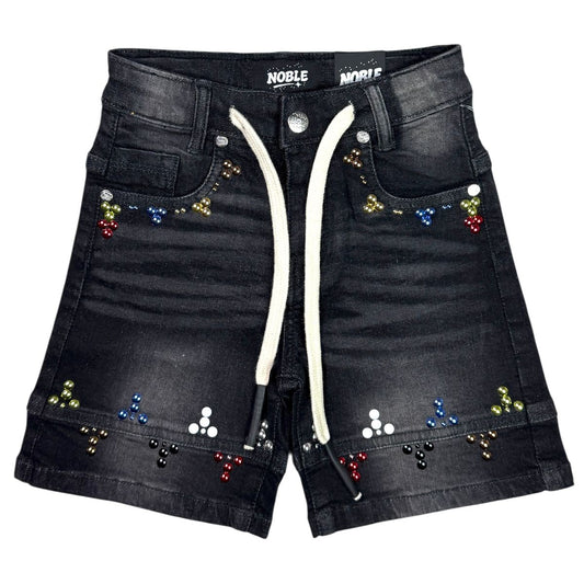 Noble Outer Space Premium Kids Denim Shorts "Wash Black"