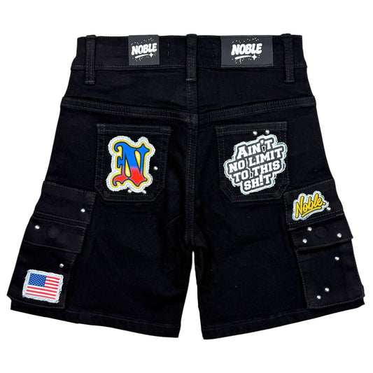 Noble Super Star Premium Kids Denim Shorts Space Black