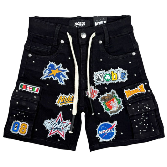 Noble Super Star Premium Kids Denim Shorts Space Black
