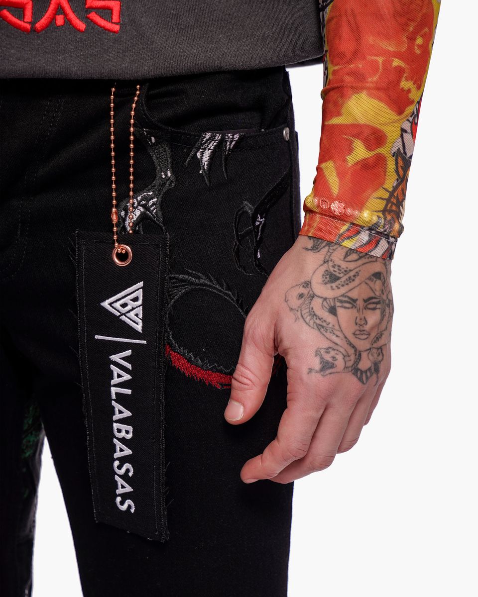 Valabasas "Ryu" Stacked Flare  Denim Black