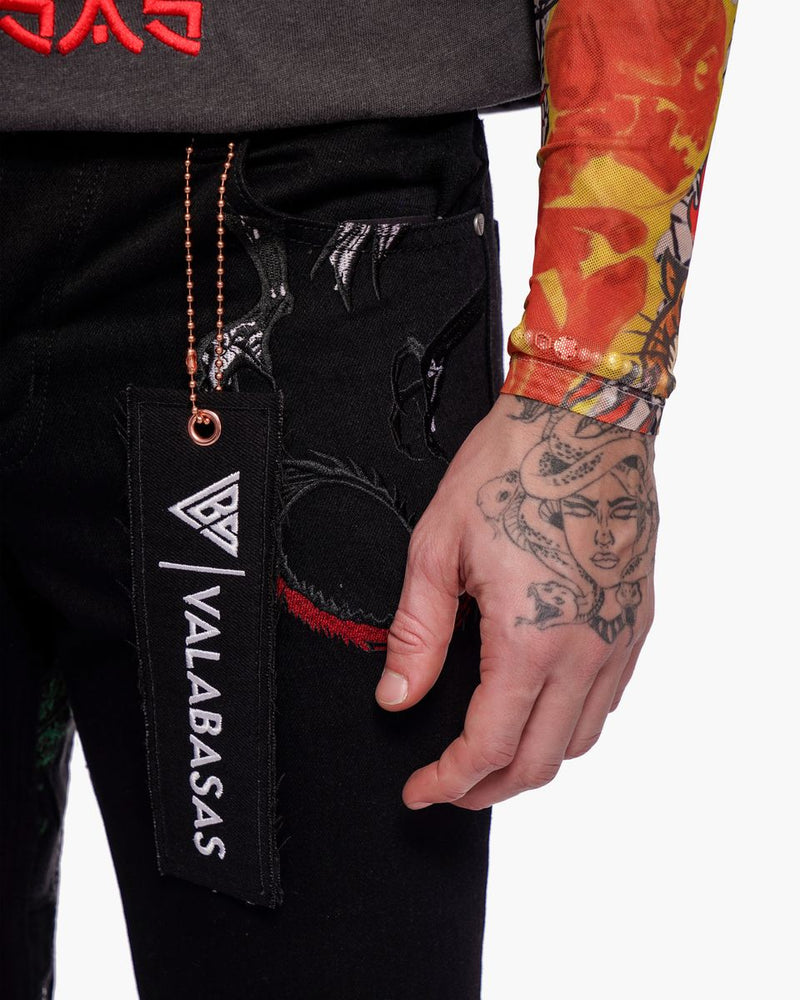 Valabasas "Ryu" Stacked Flare  Denim Black