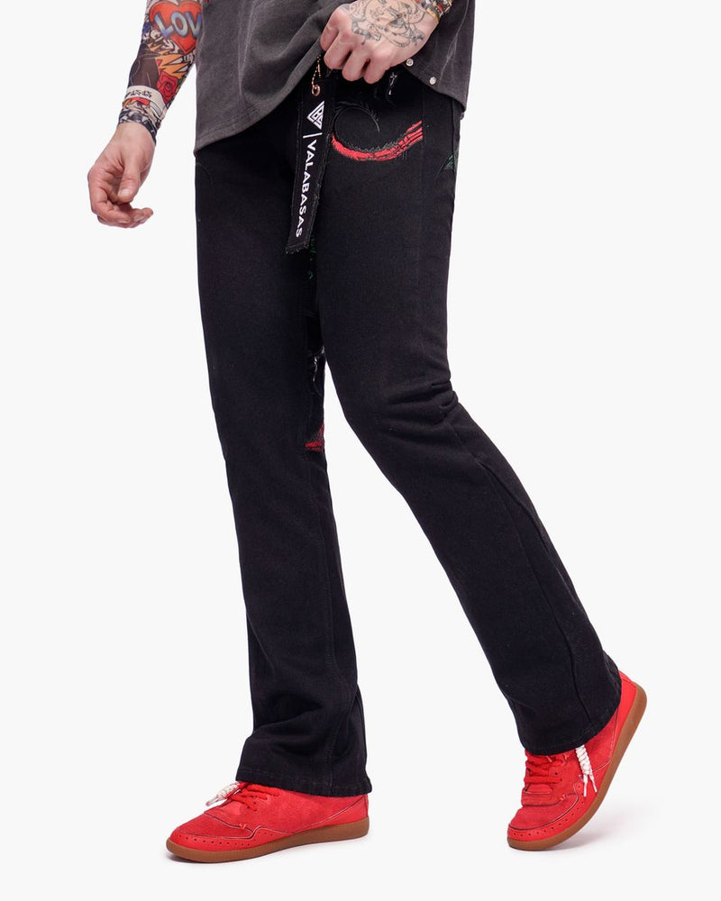 Valabasas "Ryu" Stacked Flare  Denim Black
