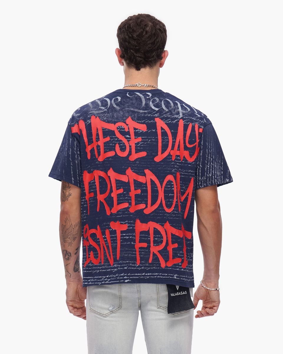 Valabasas " Freedom " T-Shirt Navy Blue