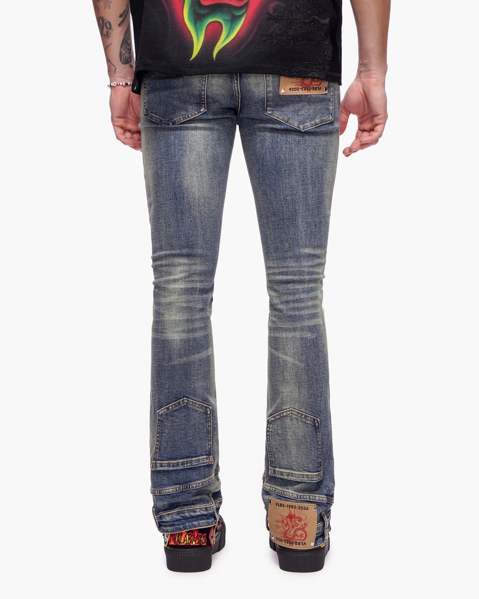 Valabasas "Hikari" Stacked Flare Denim Blue Wash