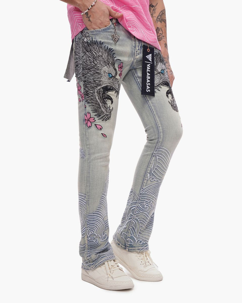 Valabasas " Tenka " Flare Stacked Jeans Light Blue