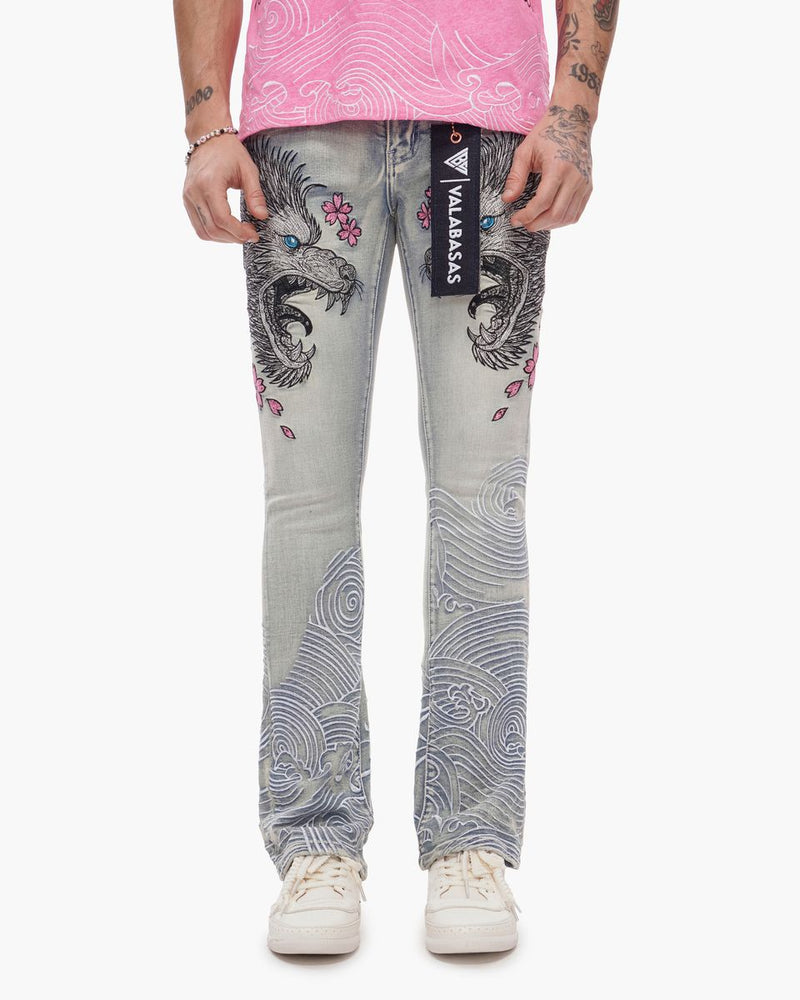 Valabasas " Tenka " Flare Stacked Jeans Light Blue
