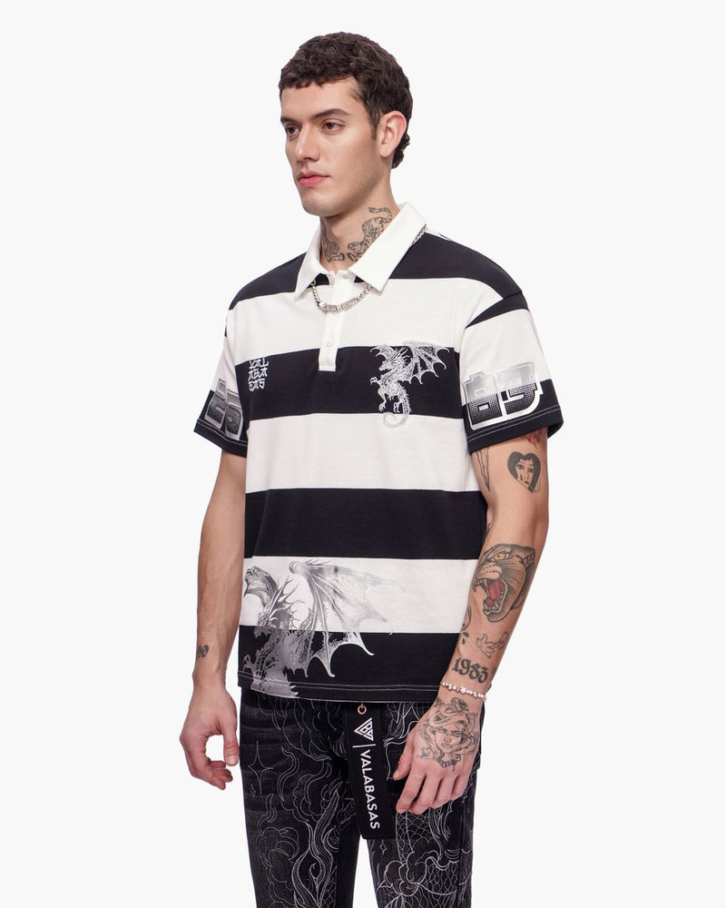 Valabasas "Kaiju " Collar T-Shirt Black and White