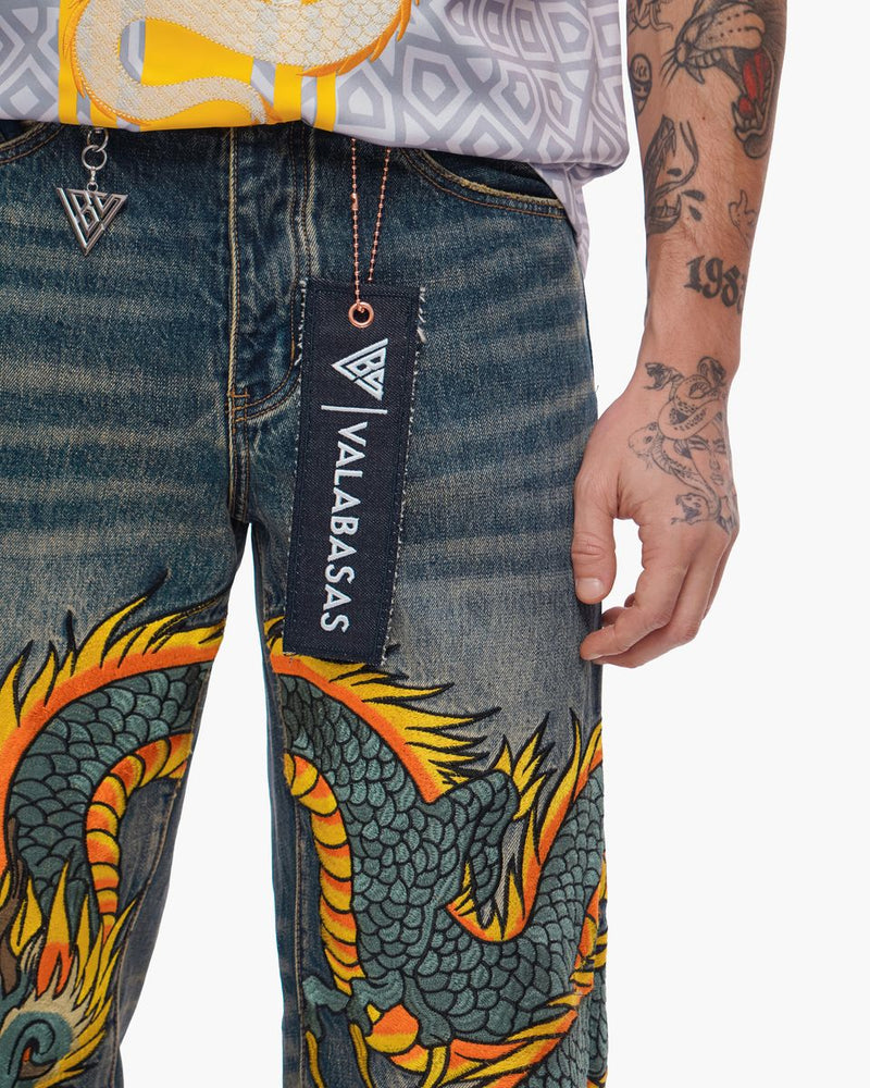 Valabasas " Sky Serpent " Baggy Denim Vintage Wash