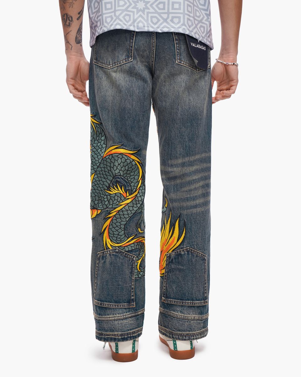 Valabasas " Sky Serpent " Baggy Denim Vintage Wash
