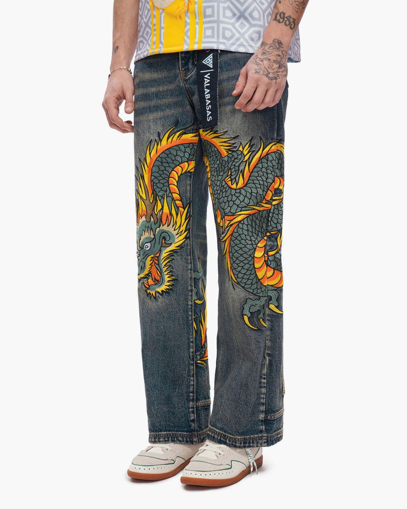 Valabasas " Sky Serpent " Baggy Denim Vintage Wash