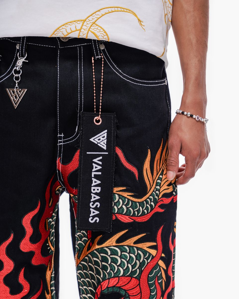 Valabasas " Blaze Fang " Baggy Denim Black