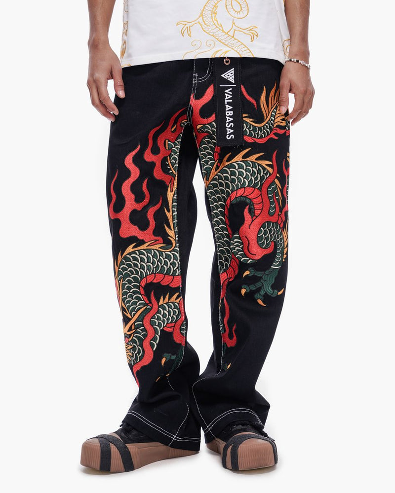 Valabasas " Blaze Fang " Baggy Denim Black