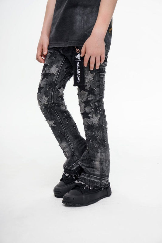 Valabasas V-Stars Black Wash Flare Stacked Jeans " Kids "