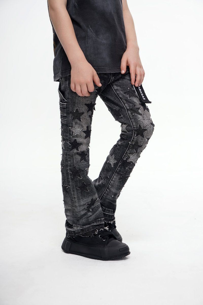 Valabasas V-Stars Black Wash Flare Stacked Jeans " Kids "