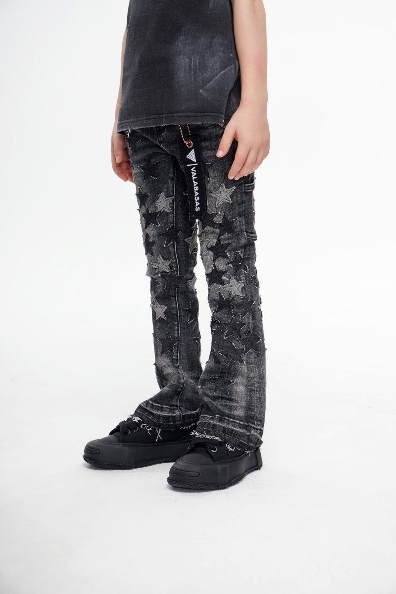 Valabasas V-Stars Black Wash Flare Stacked Jeans " Kids "