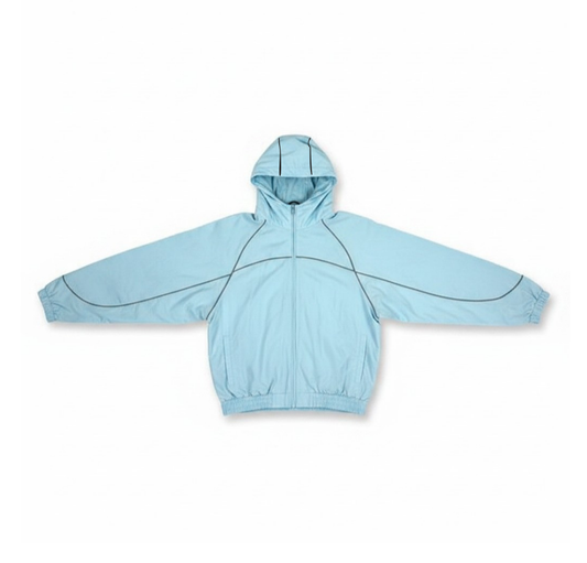 Rebel Minds Crinkle Piping Baby Blue Nylon Windbreaker Jacket