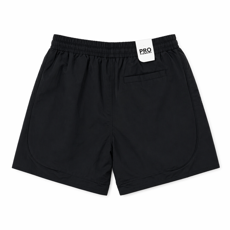 Rebel Minds Crinkle Piping Black Nylon Shorts