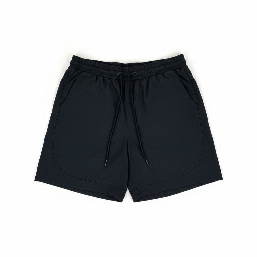 Rebel Minds Crinkle Piping Black Nylon Shorts