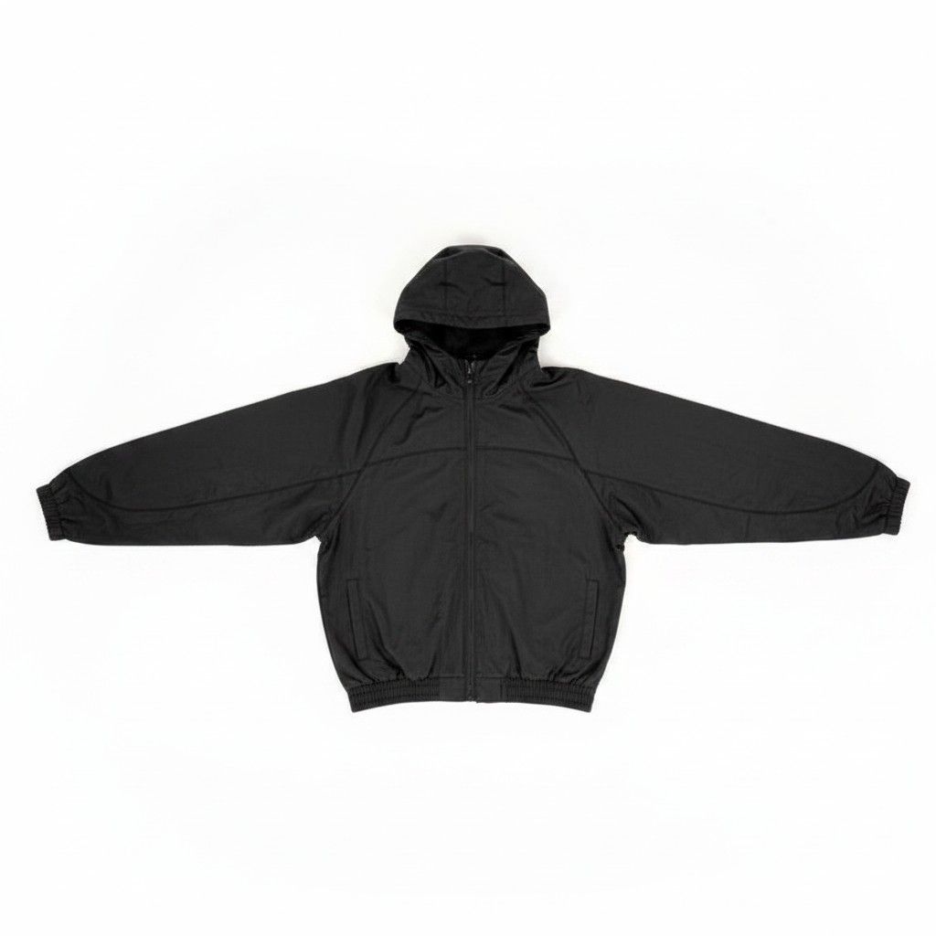 Rebel Minds Crinkle Piping Black Nylon Windbreaker Jacket