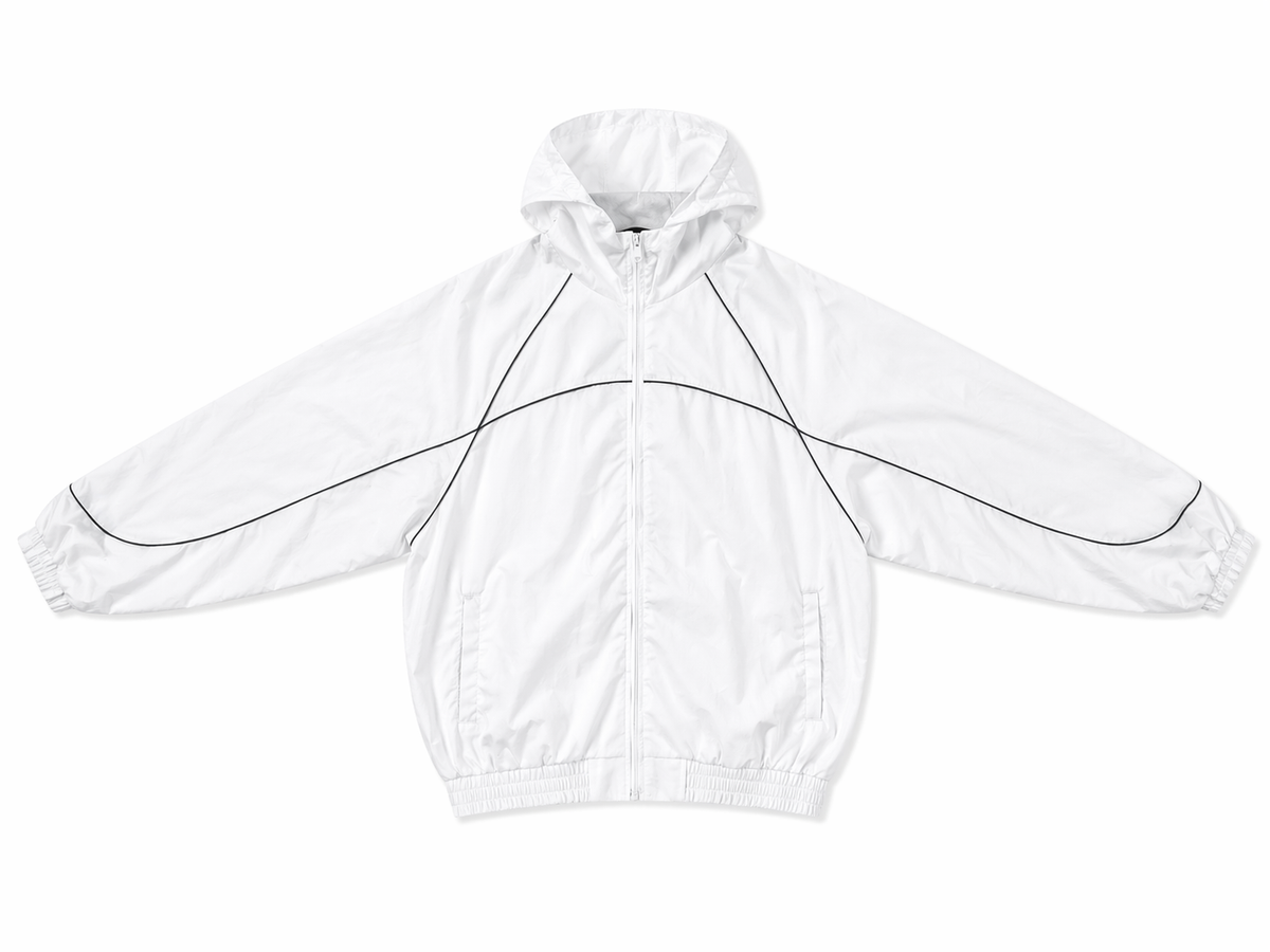Rebel Minds Crinkle Piping White Nylon Windbreaker Jacket
