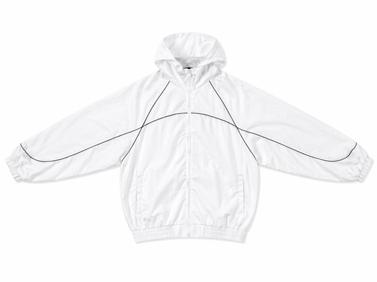 Rebel Minds Crinkle Piping White Nylon Windbreaker Jacket