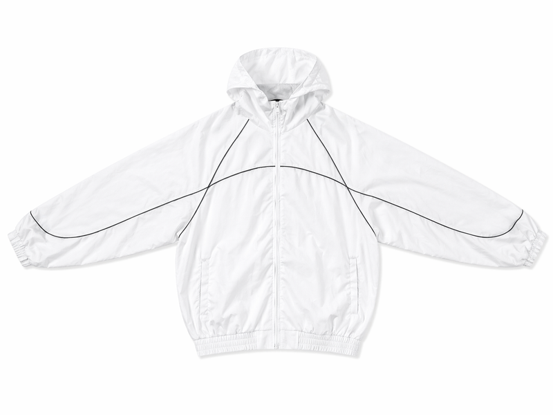 Rebel Minds Crinkle Piping White Nylon Windbreaker Jacket