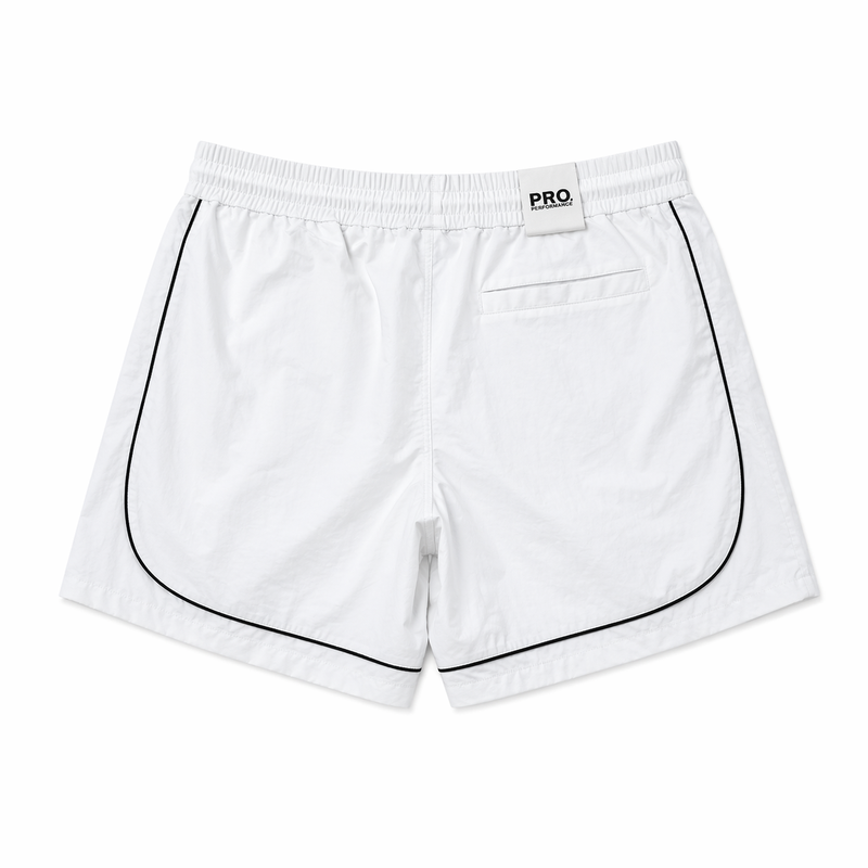 Rebel Minds Crinkle Piping White Nylon Shorts