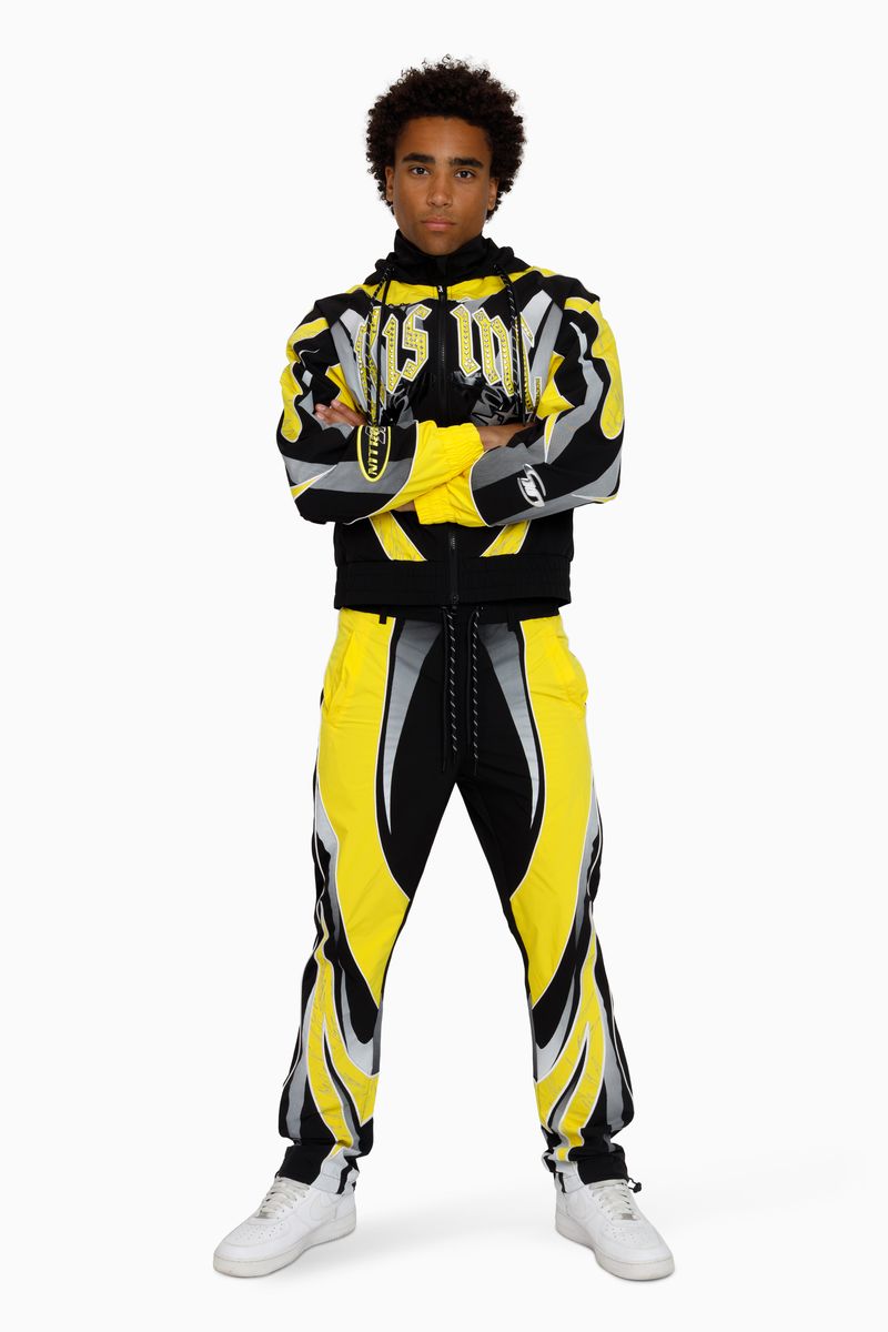 Smoke Rise Rising Colorblock Cyber Yellow Windbreaker Set