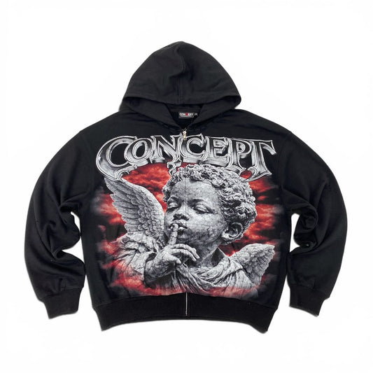 Concept "Cherub 2" Zip up Hoodie - Black