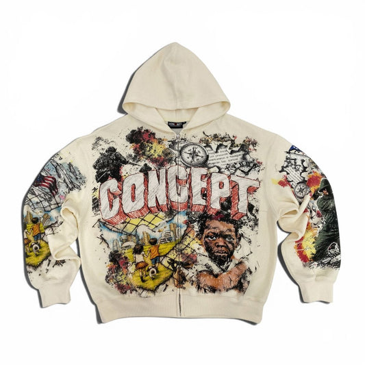 Concept "Honor" Zip up Hoodie  - Cream
