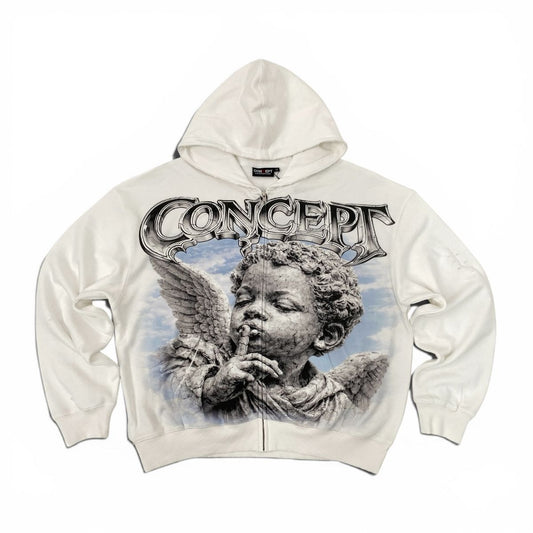 Concept "Cherub 2" Zip up Hoodie - White
