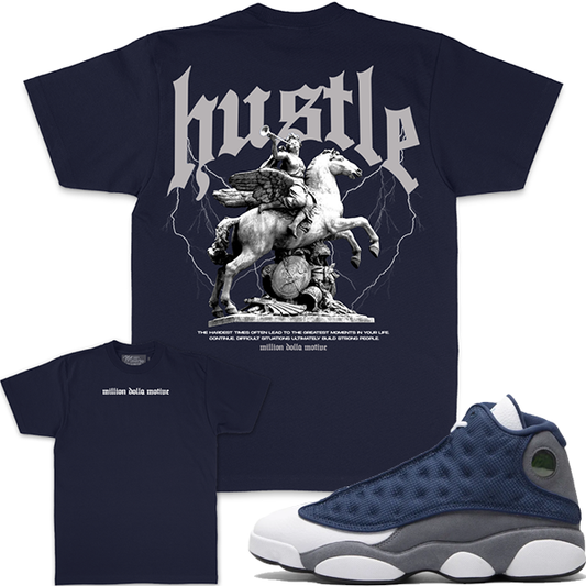 Million Dolla Motive (Hustle Builds Strong People - Navy T-Shirts)