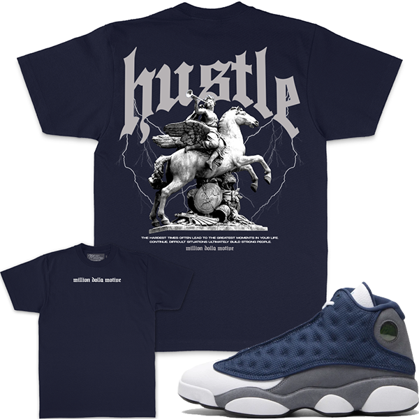 Million Dolla Motive (Hustle Builds Strong People - Navy T-Shirts)